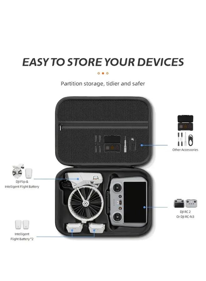 XFJI Flip Storage Bag For DJI Portable Hard Shell Protective Case Black - Image 3